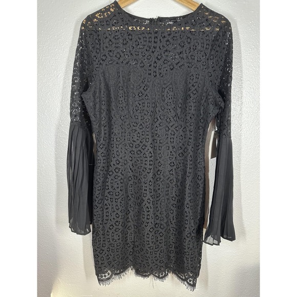 iris Dresses & Skirts - IRIS Los Angeles Dress Womens Large Black Lace Long Sleeve‎ Pleated Bell Cuffs